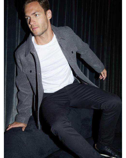 Threadbare Black Brushed Button Up Shacket for men