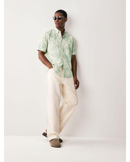 Next Green 100% Cotton Textured Floral Print Short Sleeve Shirt for men