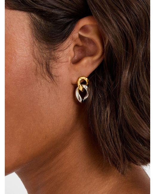 Accessorize Metallic Stainless Steel Mixed Metal Chain Drop Earrings