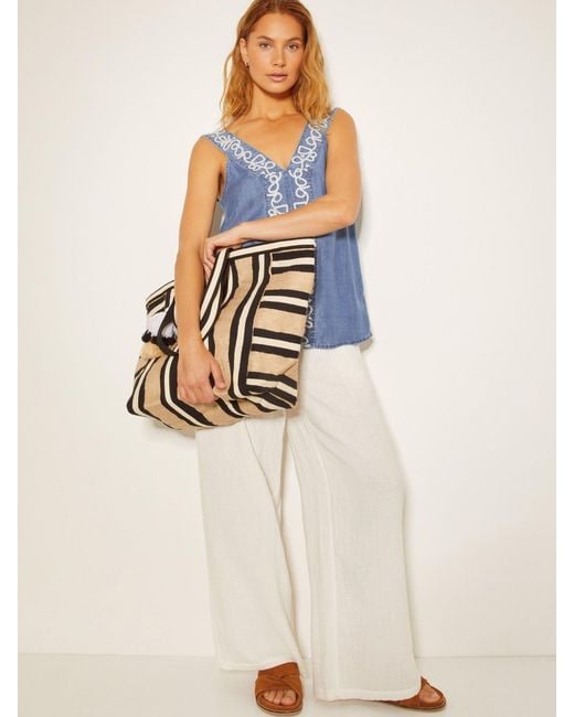 Monsoon Blue Isolde Embroidered Chambray Cami Top