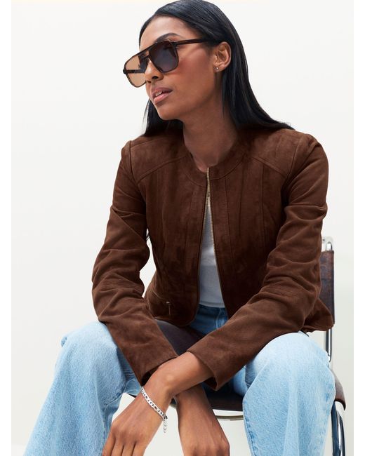 Urbancode Brown Urban Code Collarless Suede Jacket