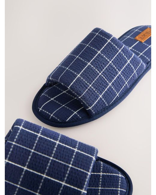 Next Blue Slim Sole Slipper Sliders for men