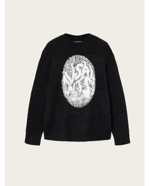 AllSaints Black Allsaints Ridges Crew Neck Jumper for men