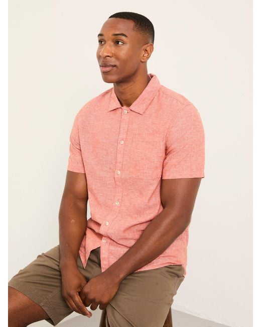 FatFace Pink Fatface Bugle Short Sleeve Shirt for men