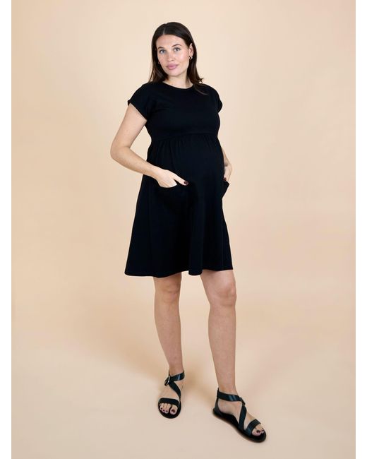 Jojo Maman Bb Women's Blue Short Sleeve Pocket Detail T-Shirt Mini Dress