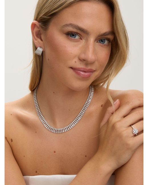 Jon Richard Metallic Cubic Zirconia Multirow Hoop Earrings