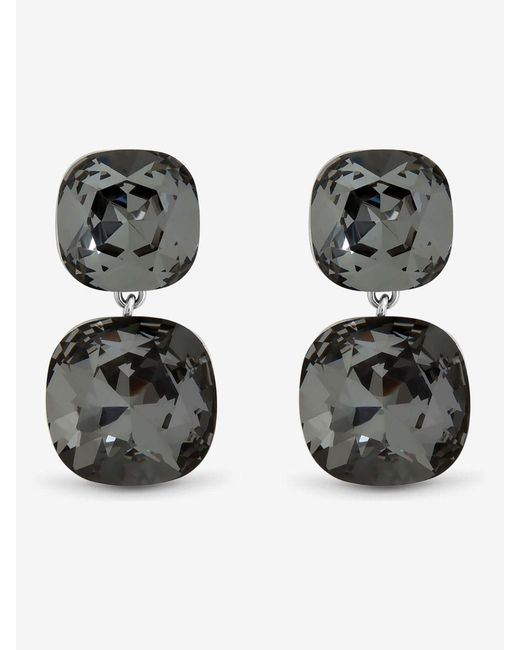 Jon Richard Black Rhodium Plated And Diamond Drop Earrings