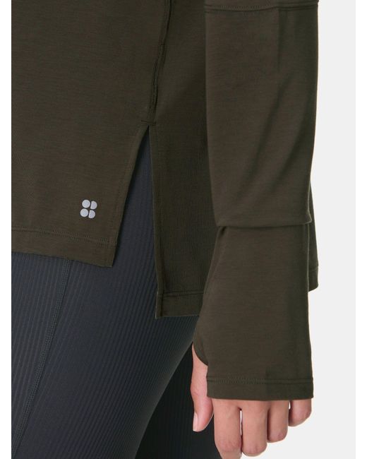 Sweaty Betty Green Soft Flow Studio Longline Long Sleeve Top