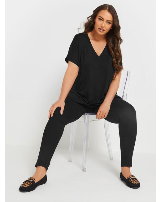 Yours Curve Black Deep Band Grown On Basic T-Shirt46