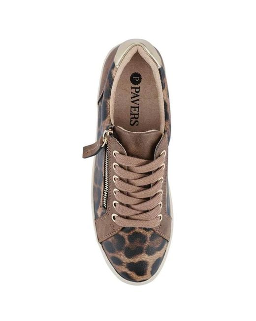 Pavers Brown Leopard Chunky Platform Trainers