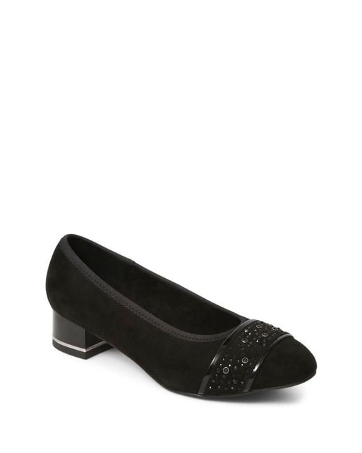 Pavers Black Wide Fit Slip-On Court Shoes