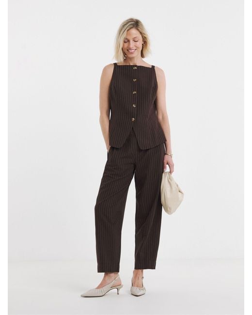 JD Williams Brown Stripe Button Top