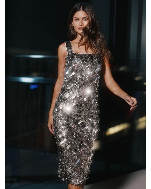 Lipsy Black All Over Sequin Bodycon Midi Dress