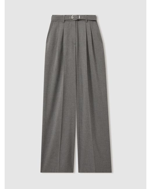 Reiss Gray Freja Weite Hose Mit Weitem Bein Mit Gürtel34