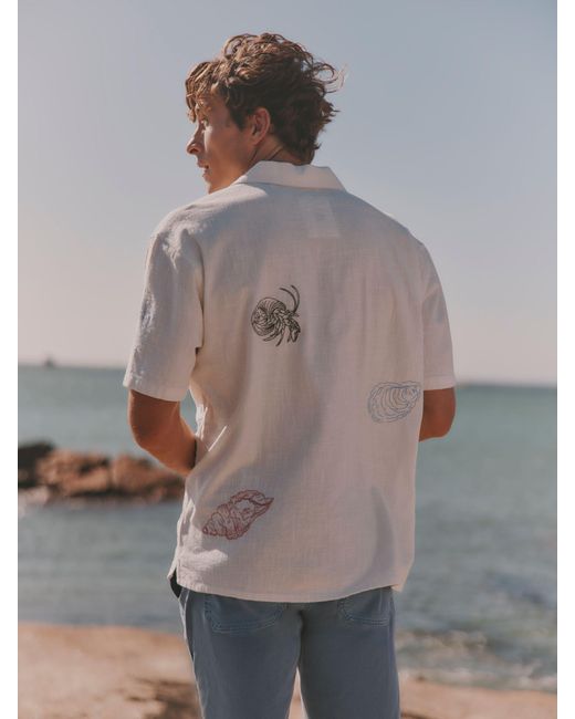FatFace Gray Fatface Short Sleeve Relaxed Fit Mcs Sea Embroidery Shirt for men