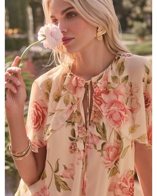 Lipsy Brown Print Flutter Sleeve Mini Shift Dress