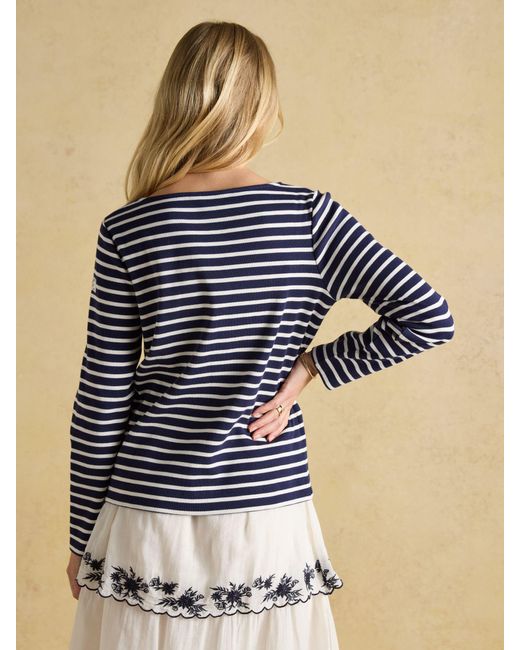 Joules Blue New Harbour Breton-Oberteil Mit U-Boot-Ausschnitt