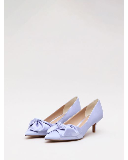 Phase Eight White Satin Kitten Heels