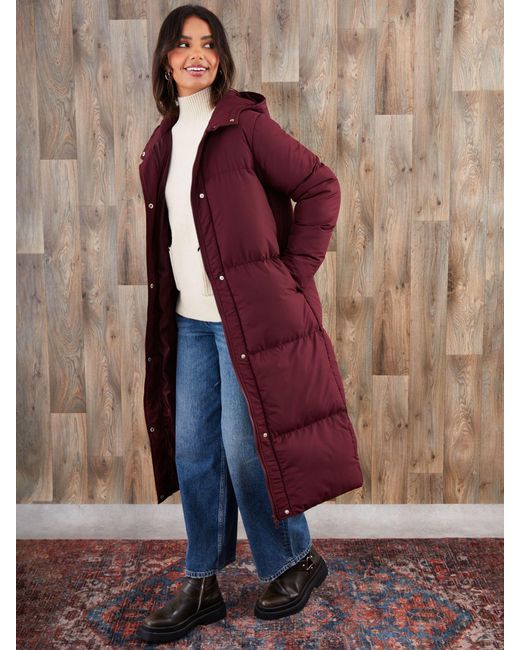 Threadbare Brown Petite Maxi Puffer Jacket
