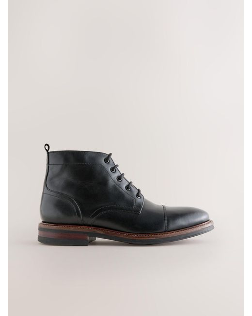 Next Black Toecap Leather Boots for men