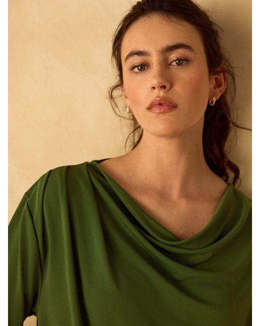 Next Green Long Sleeved Drape Bubblehem Top