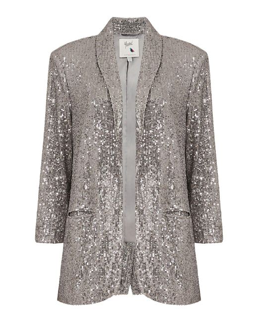 Yumi' Gray Sequin Blazer With Pockets
