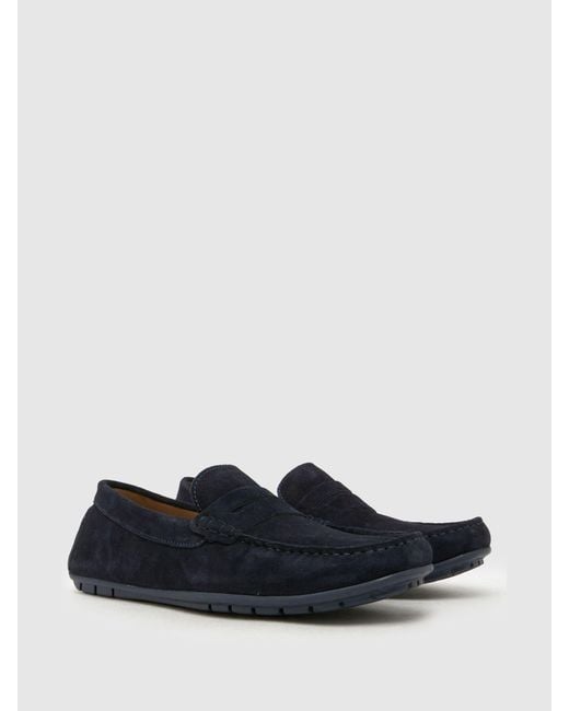 Schuh Blue Rust Suede Driver Shoes for men
