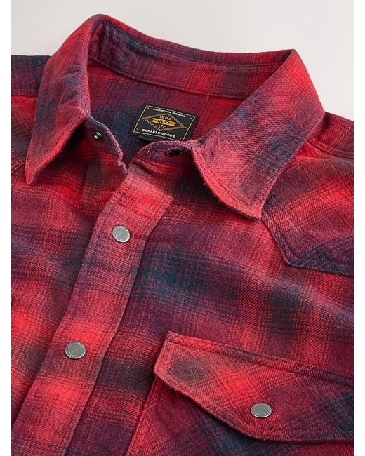 Next Red Western Style Ombre Check Long Sleeve Shirt for men