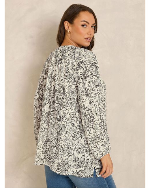 Evans White Markings Printed Blouse