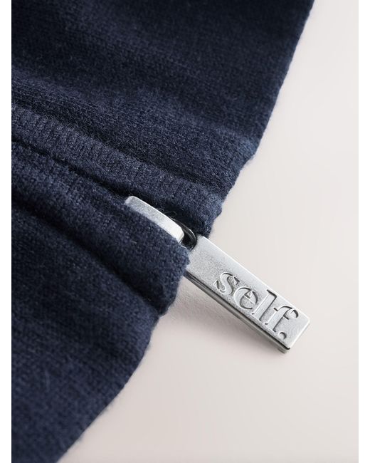 Self Blue Full Zip Knitted Track Top