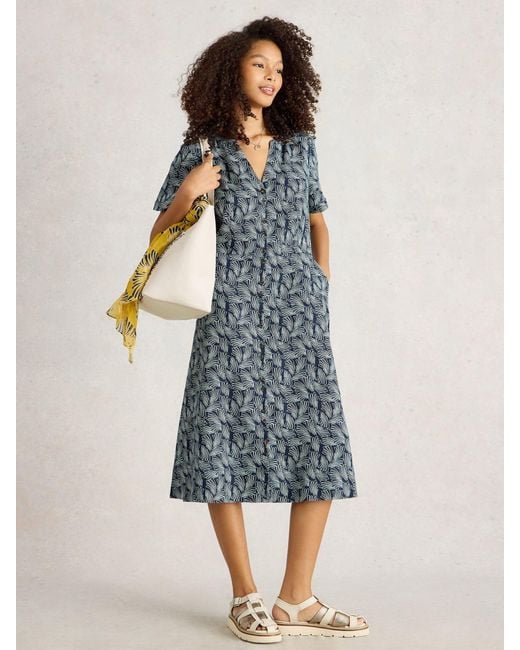 White Stuff Blue Linen Dress