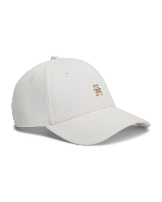 Tommy Hilfiger White Monogram Twill Baseball Cap