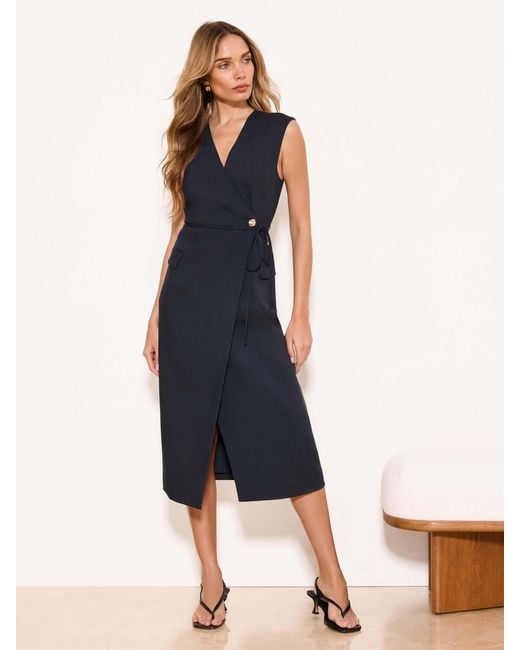 Lipsy Tailored Wrap Midi Dress in Blue Lyst — free download