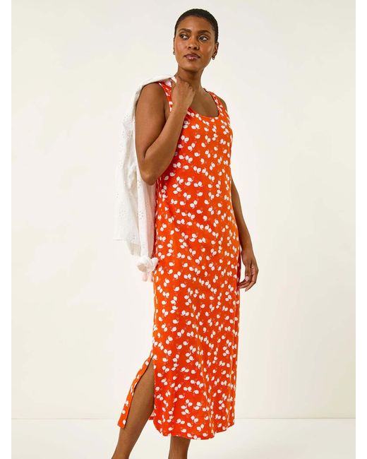 Roman Orange Lemon Print Maxi Dress