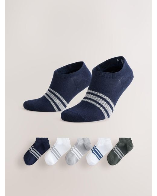 Next Blue Pattern Trainers Socks 5 Pack for men
