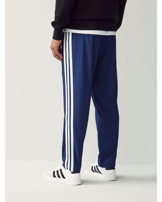 Adidas Blue Essentials 3-Stripes Stanford Open Hem Joggers for men