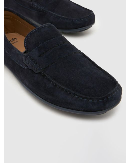 Schuh Blue Rust Suede Driver Shoes for men