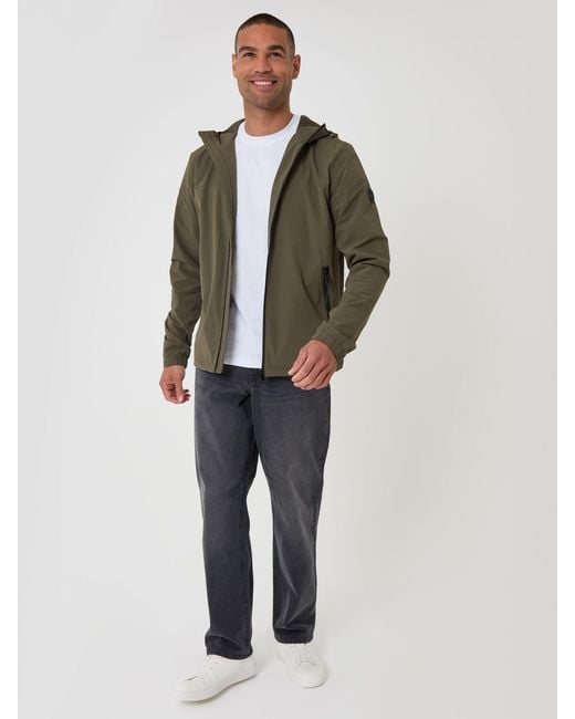 Threadbare Green Showerproof Ripstop Hooded Jacket for men