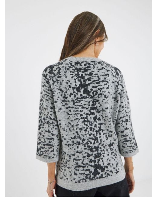 JD Williams Gray Animal Print Short Sleeve Knitted Jumper