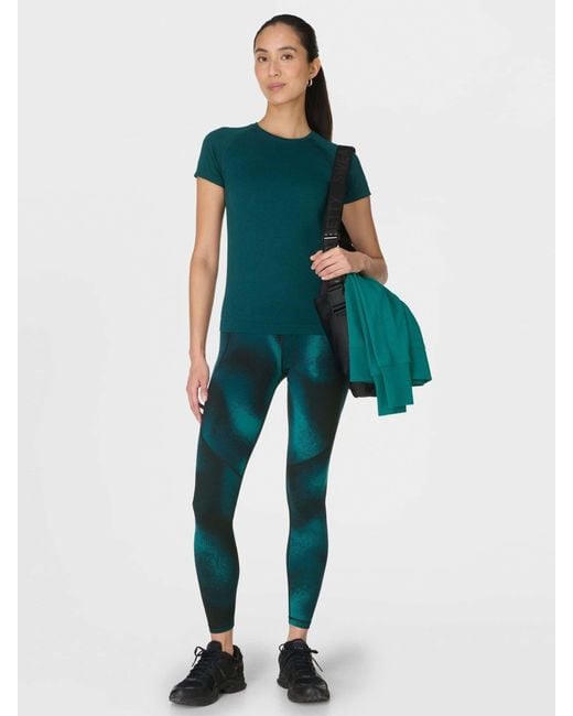 Sweaty Betty Green Women's Athlete Seamless Workout T-shirt