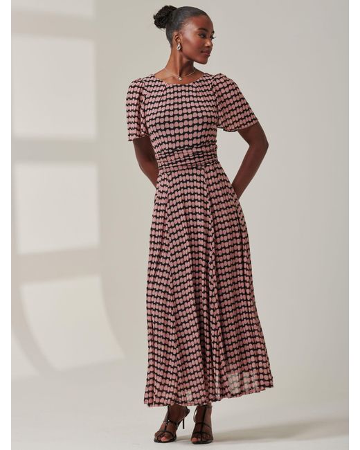 Jolie Moi Pink Spot Print Mesh Maxi Dress