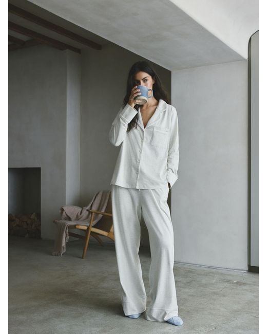 Next White Stripe Jersey Button Through Pyjamas