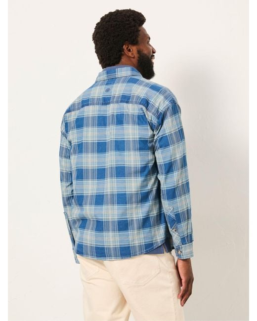 FatFace Blue Fatface Afton Long Sleeve Relaxed Fit Check Shirt for men