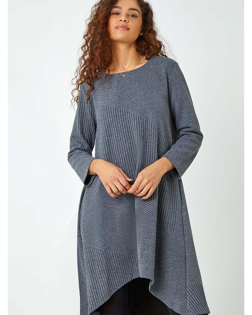 ribbed asymmetric dress Slate Blue Ribbed Asymmetrical Midi Dress