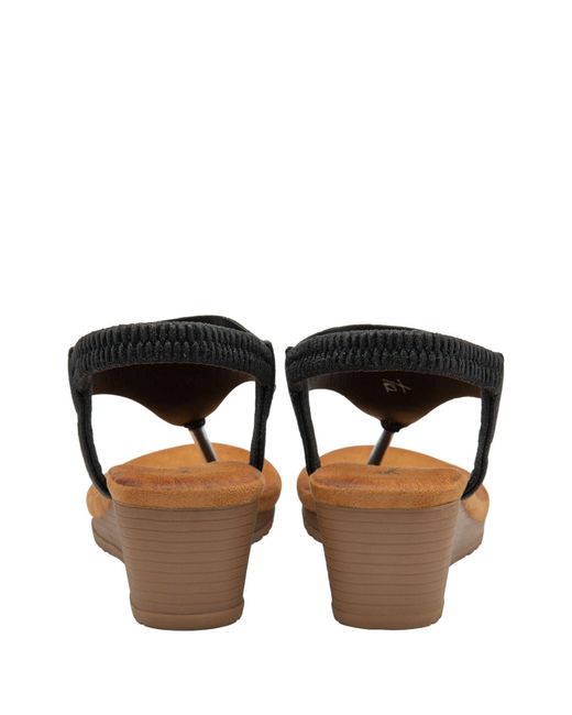 Dunlop White Toe-Post Wedge Elasticated Sandals