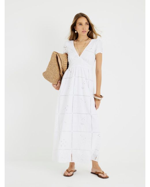 River Island White Cutwork 100% Cotton Midi Dress