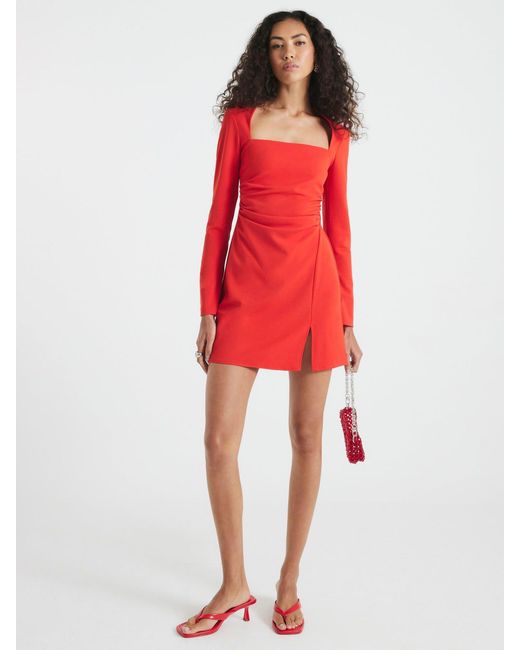 River Island Red Square Neck A-Line Mini Dress