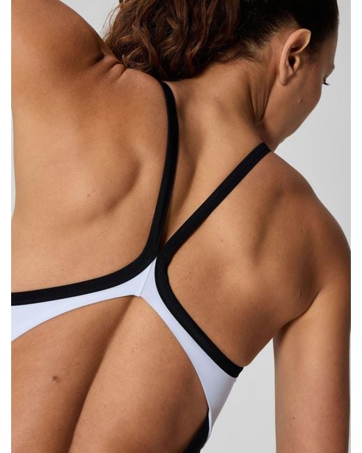 Speedo Blue Solid Racerback One Piece Swimsuit