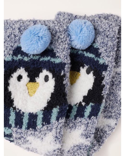 FatFace Blue Penguin Fluffy Socks