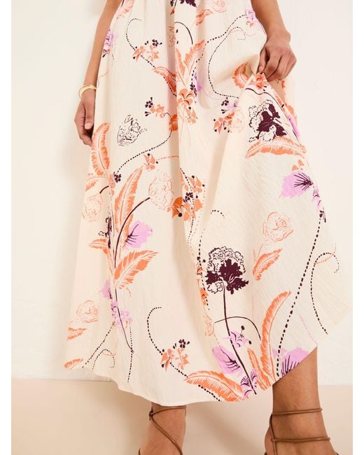 FatFace Pink Fatface Marlowe Gathered Sleeve Printed Maxi Dress